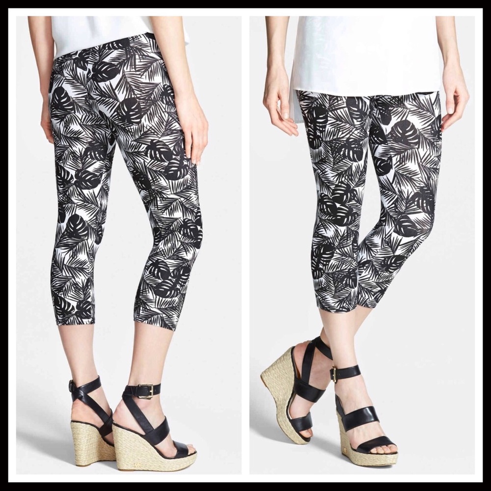 BLACK WHITE PRINT CAPRI CROP LEGGING A3C - Picture 5 of 7